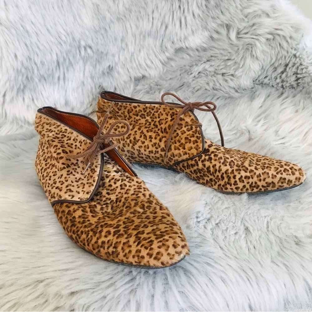 ALDO | Rare Vintage 80’s Faux Leopard Fur Leather Lace Up New Wave Shoes